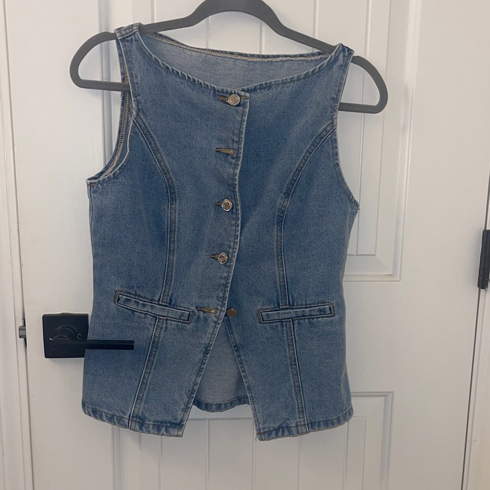 Missguided Blue Denim Button Down Shirt